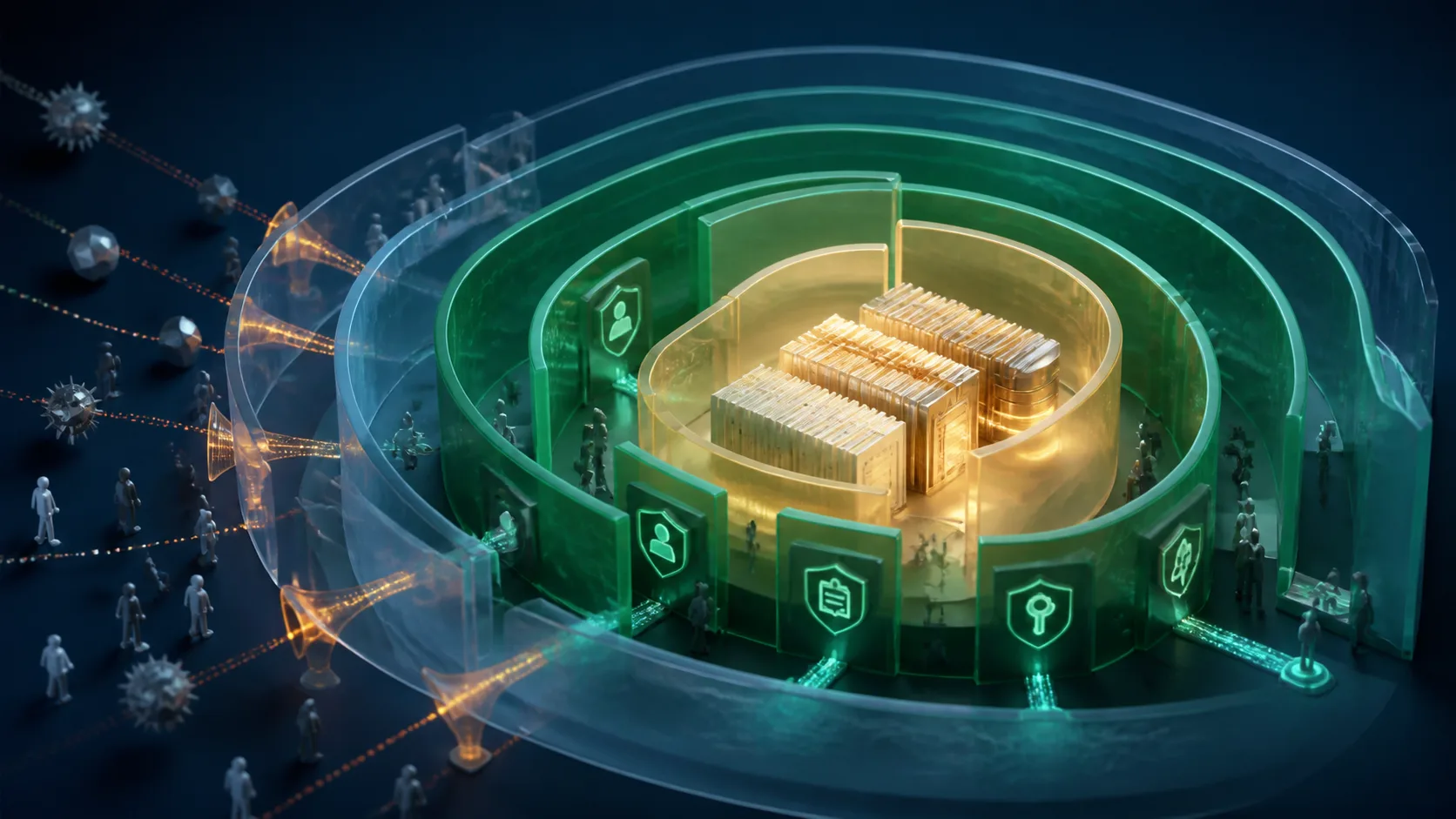 Layered app security controls protecting identities and business records