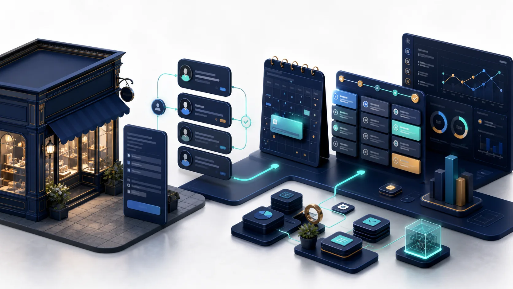 A small business website connected to enquiries and an operations workspace