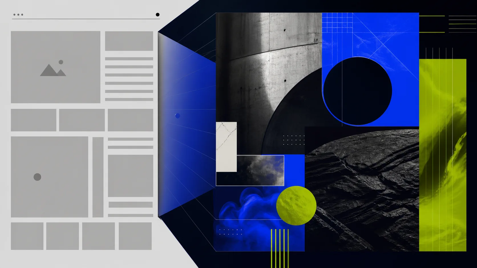 A generic website transforming into a distinctive editorial composition